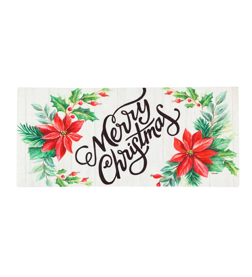 Plow & Hearth Doormats & Boot Trays Outdoor Living Merry Christmas Poinsettias Sassafras Switch Mat