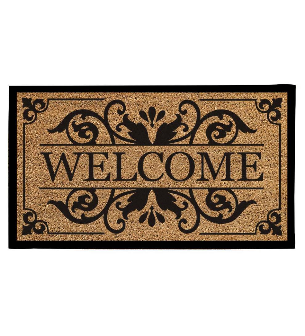 Plow & Hearth Doormats Indoor Living Cambridge Welcome Coir Mat
