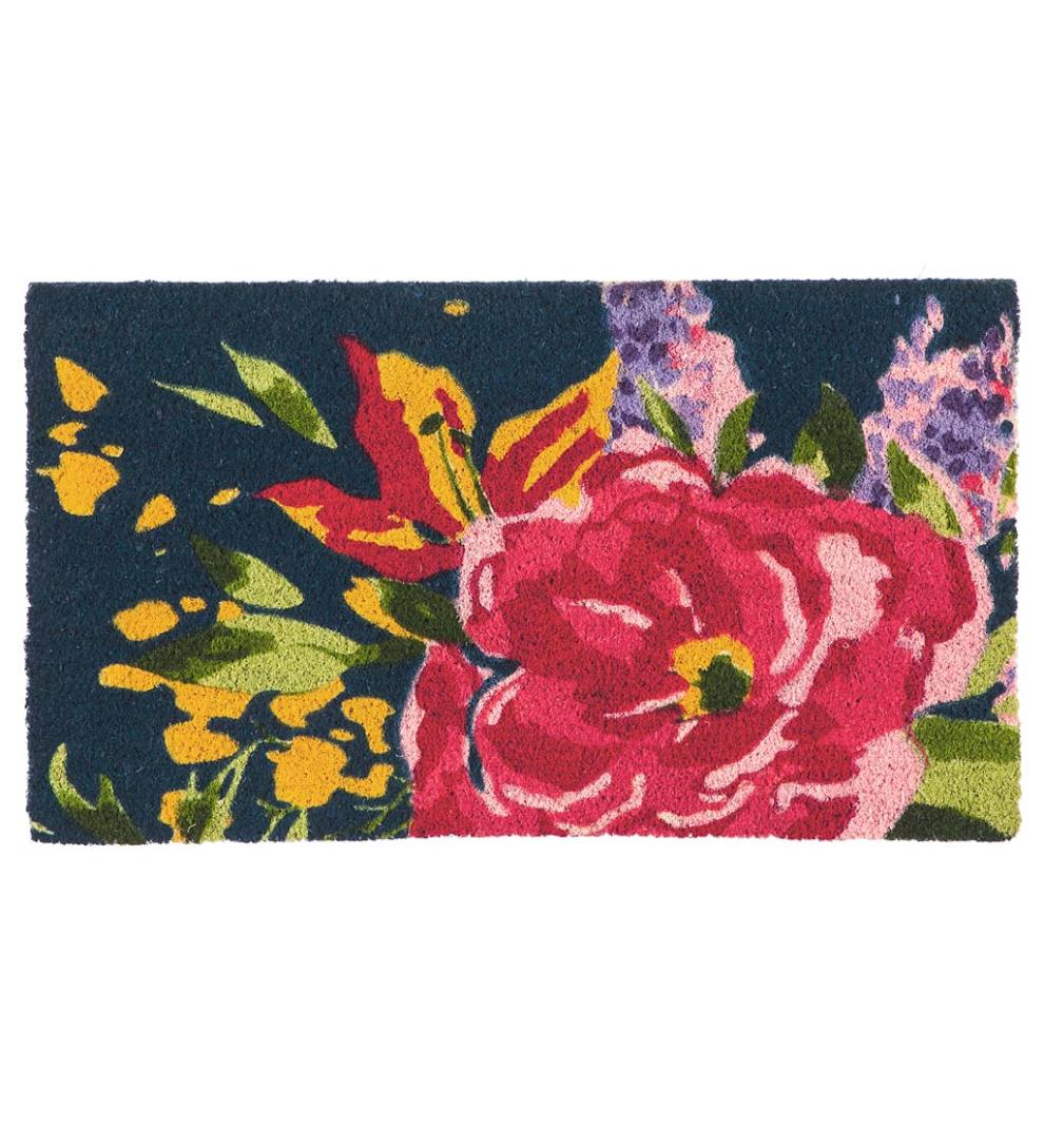 Plow & Hearth Doormats Indoor Living Floral Grand Coir Mat