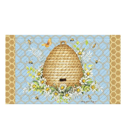 Plow & Hearth Doormats Indoor Living Indoor/Outdoor Honeycomb And Bee Hive Embossed Floor Mat