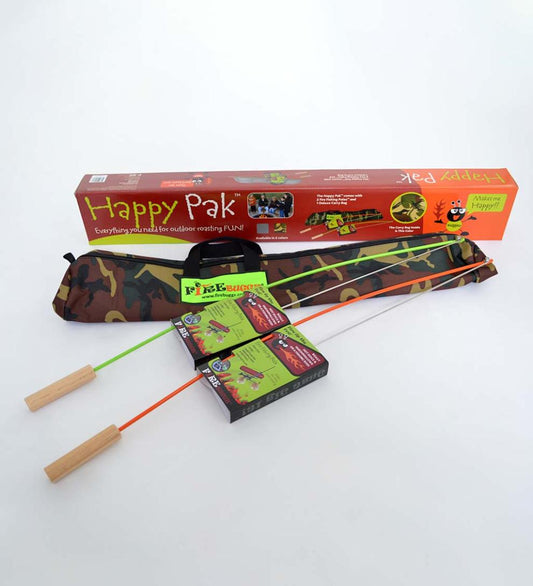 Plow & Hearth Fire Pits Fireplace & Hearth 3-Piece Campfire Cooking Fishing Rod Roasters With Camo Bag Set - Camo