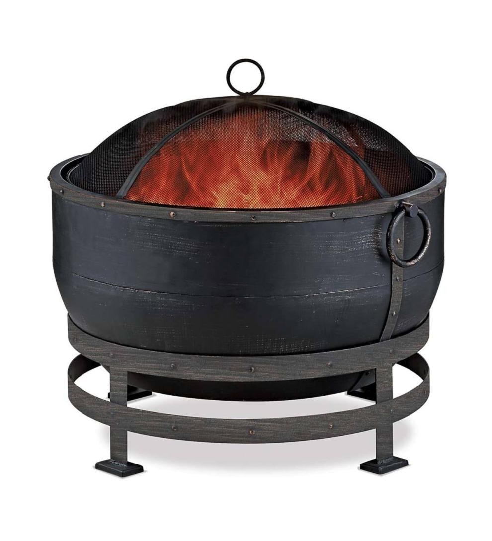 Plow & Hearth Fire Pits Fireplace & Hearth Bronze Cauldron Wood-Burning Fire Bowl - Black