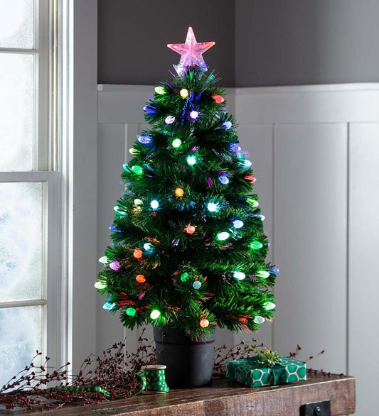 Plow & Hearth Fireplace & Mantel Décor Fireplace & Hearth Fiber Optic Color-Changing Tabletop Christmas Tree