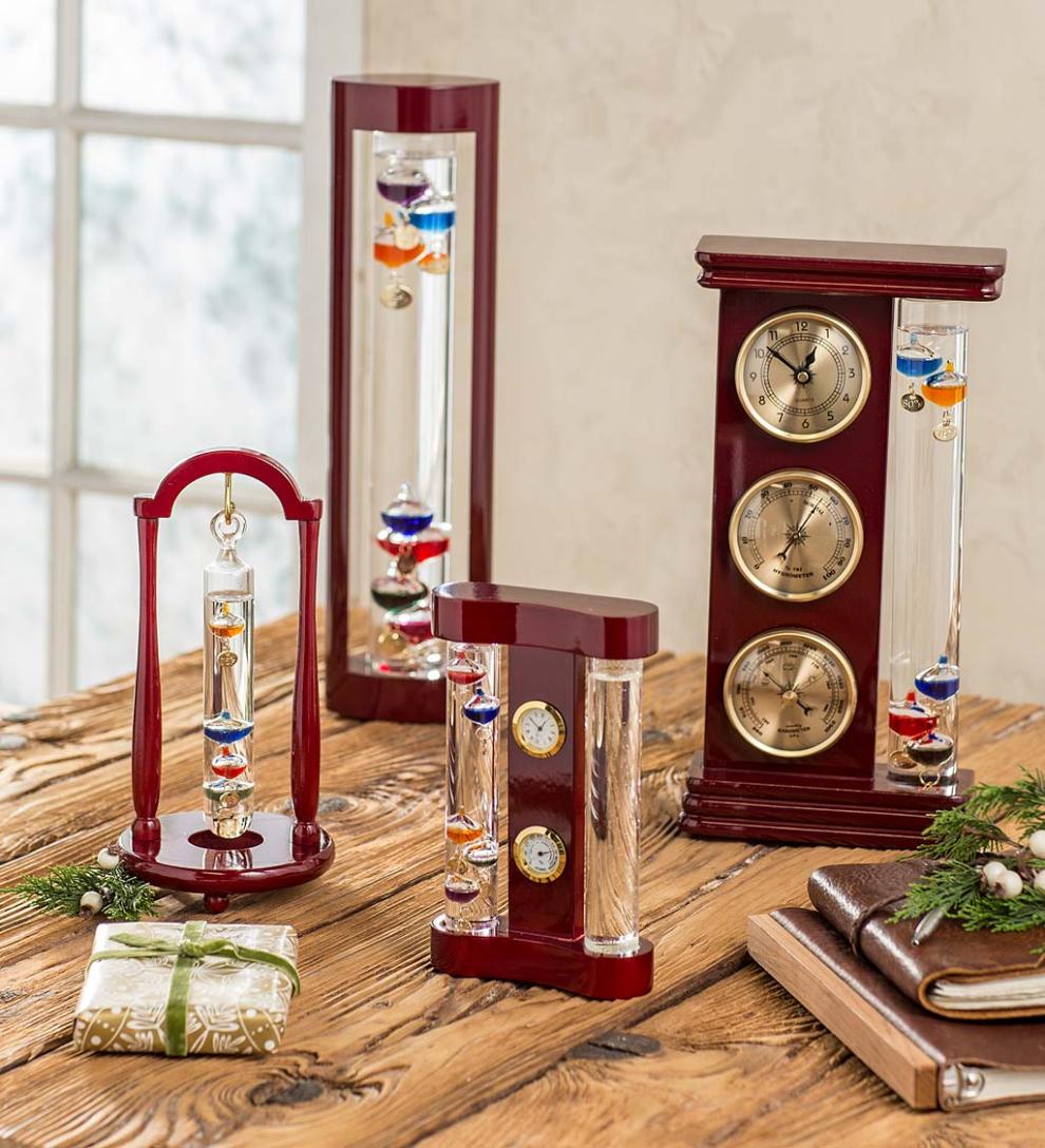 Plow & Hearth Fireplace & Mantel Décor Fireplace & Hearth Galileo Thermometer With Cherry Finish Wood Frame