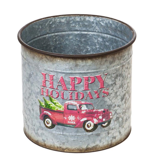 Plow & Hearth Fireplace & Mantel Décor Fireplace & Hearth Galvanized Holiday Metal Nested Planters, Set Of 3