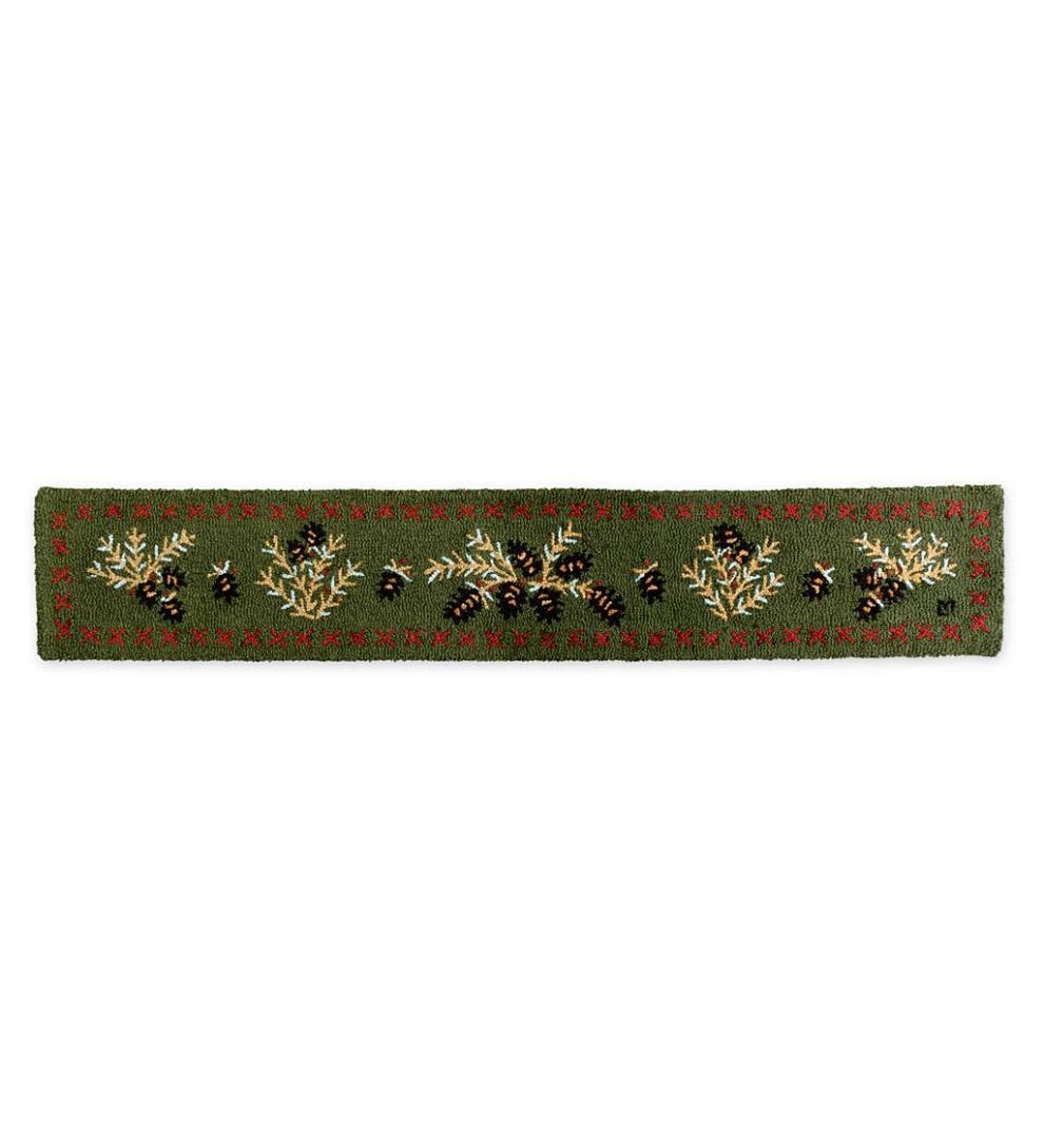 Plow & Hearth Fireplace & Mantel Décor Fireplace & Hearth Hooked Wool Pine Cone Hearth Runner
