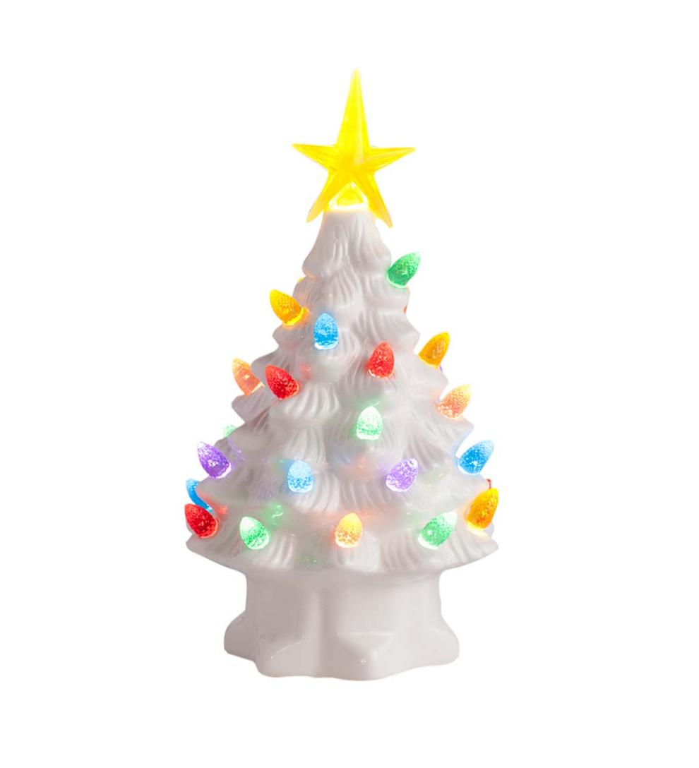 Plow & Hearth Fireplace & Mantel Décor Fireplace & Hearth Indoor/Outdoor Battery-Operated Lighted Ceramic Christmas Tree