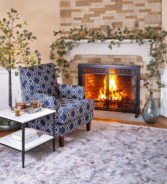 Plow & Hearth Fireplace & Mantel Décor Fireplace & Hearth Indoor/Outdoor Battery-Operated Lighted Eucalyptus Garland