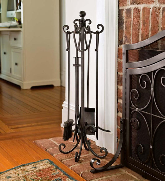 Plow & Hearth Fireplace Tool Sets Fireplace & Hearth Crest Fireplace Tool Set - Black