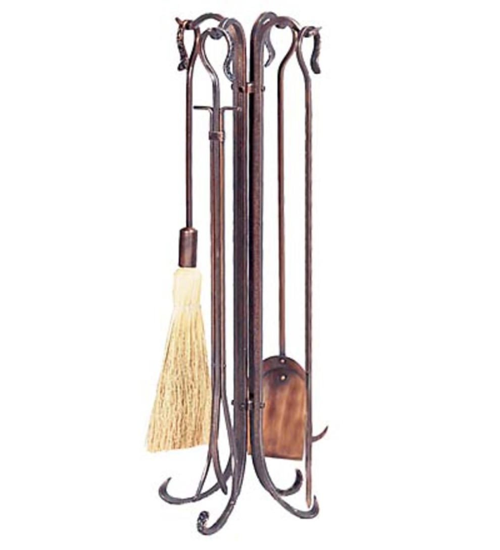Plow & Hearth Fireplace Tool Sets Fireplace & Hearth Hammered Crook Fire Tools - Copper