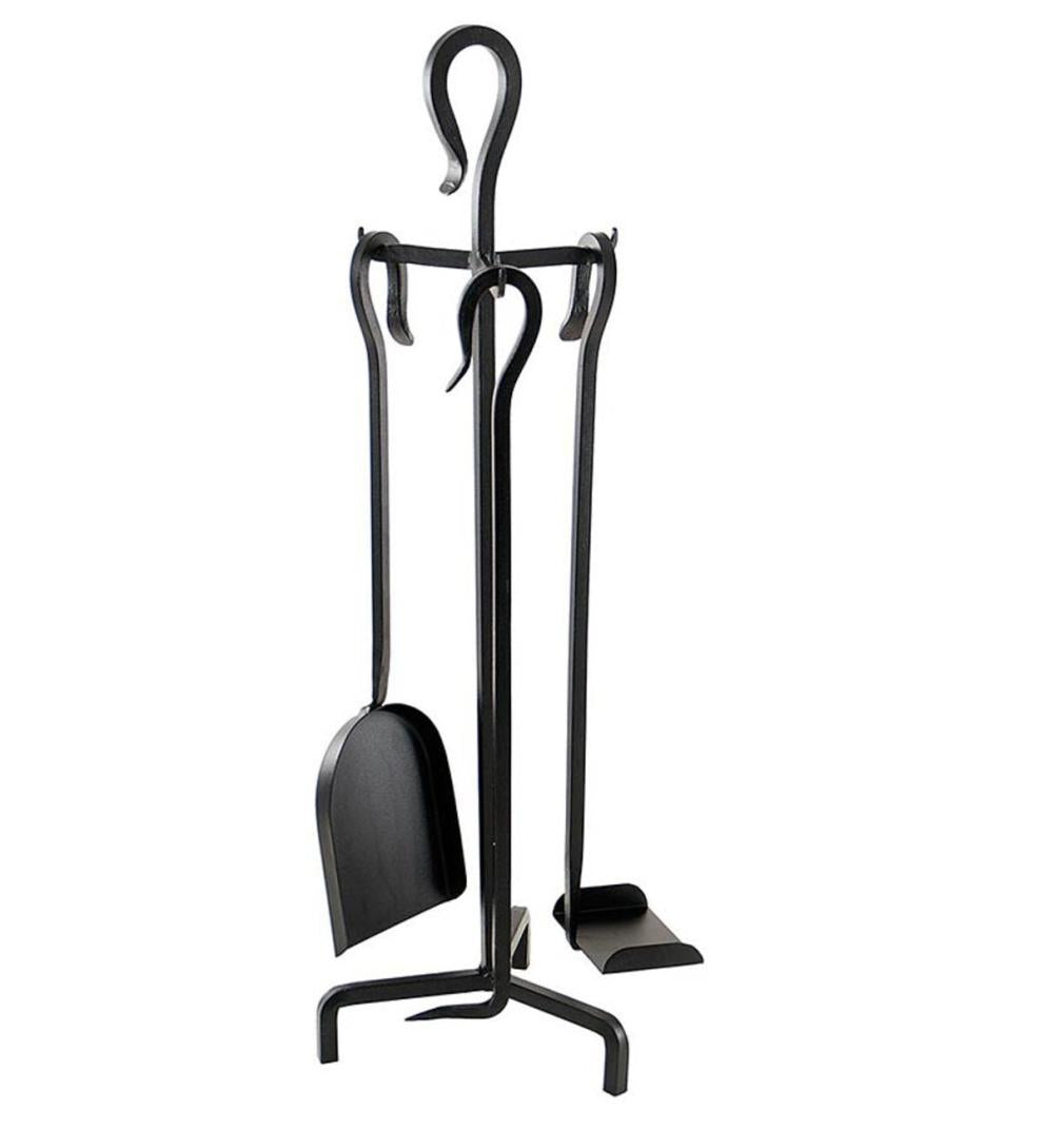Plow & Hearth Fireplace Tool Sets Fireplace & Hearth Mini 4-Piece Fireplace Tool Set With Hook-Loop Handles - Black
