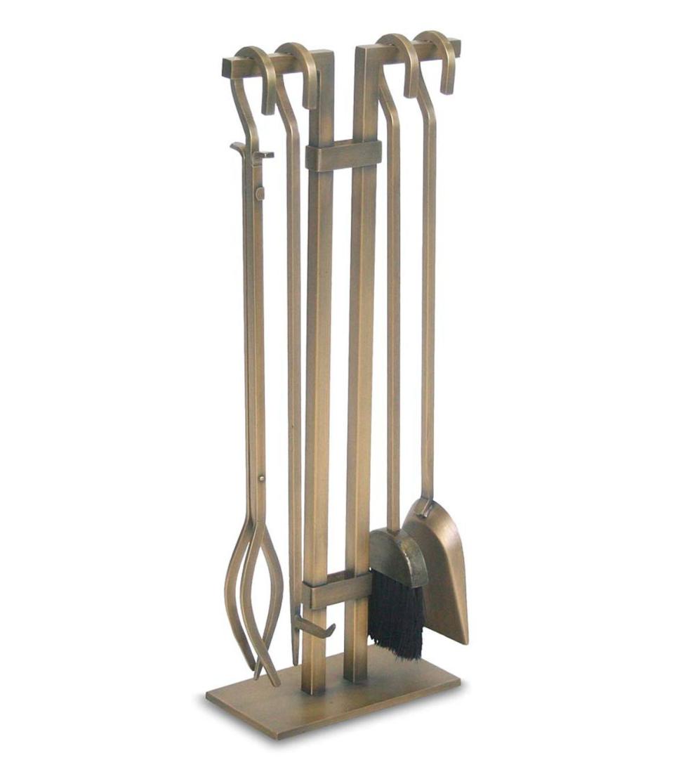 Plow & Hearth Fireplace Tool Sets Fireplace & Hearth Sinclair Brushed Brass Fireplace Tool Set - Brass