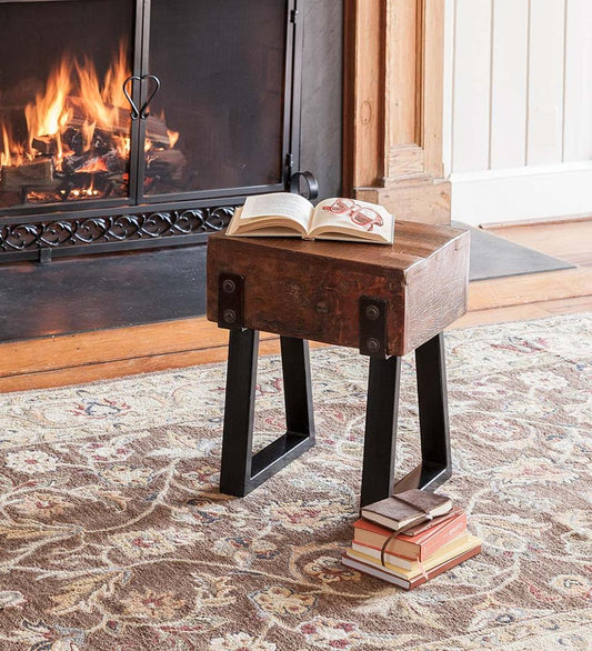 Plow & Hearth Footstools Indoor Living Richland Indoor/Outdoor Reclaimed Wood Stool/Side Table