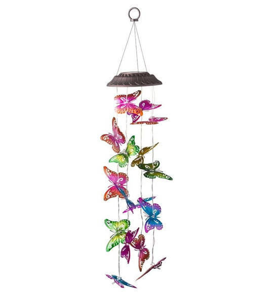 Plow & Hearth Garden Accents Yard & Garden Colorful Metal Butterfly Solar Mobile
