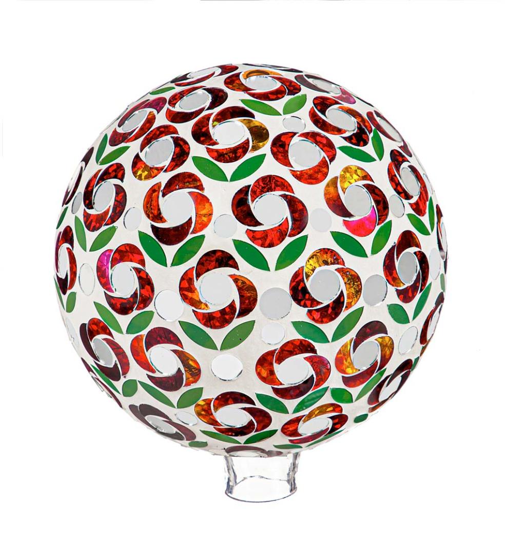 Plow & Hearth Garden Accents Yard & Garden Poinsettia Mosaic Glass Gazing Ball