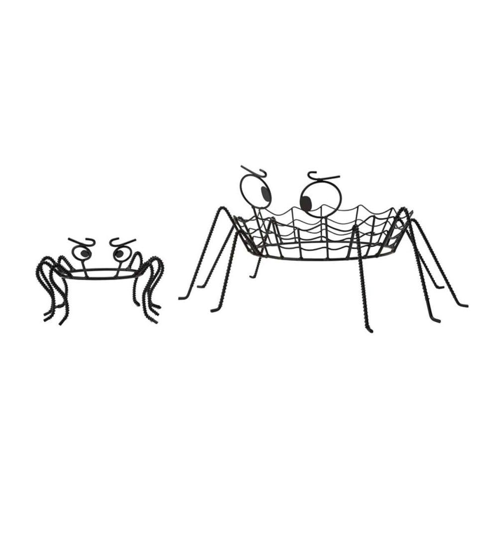 Plow & Hearth Garden Accents Yard & Garden Spooky Spider Pumpkin Holders, Set Of 2