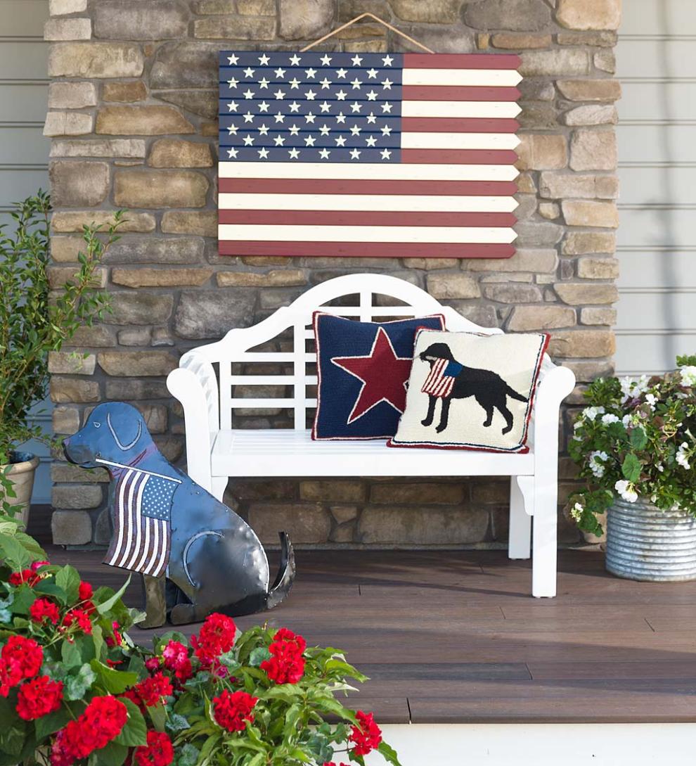Plow & Hearth Garden Accents Yard & Garden Wooden Americana Flag