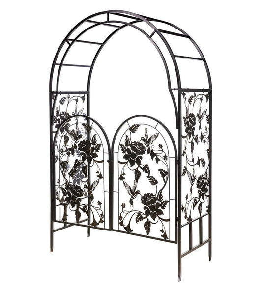 Plow & Hearth Gardenworks® Yard & Garden Metal Arched Hummingbird Garden Arbor With Gate