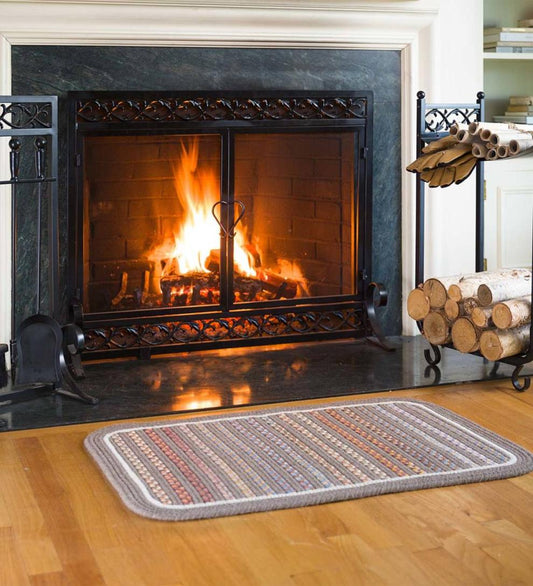 Plow & Hearth Hearth Rugs Fireplace & Hearth Lynnhaven Wool Solid Border Braided Rug