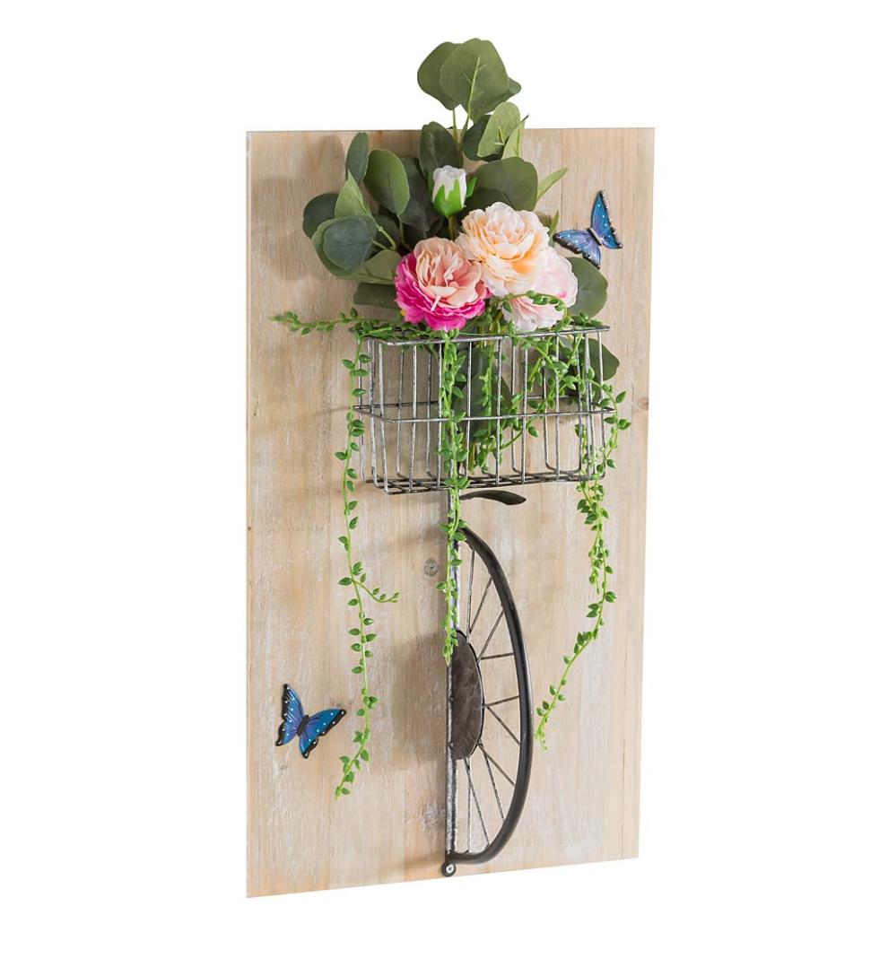 Plow & Hearth Home Accents Indoor Living 3D Bicycle With Flower Basket Wall Art