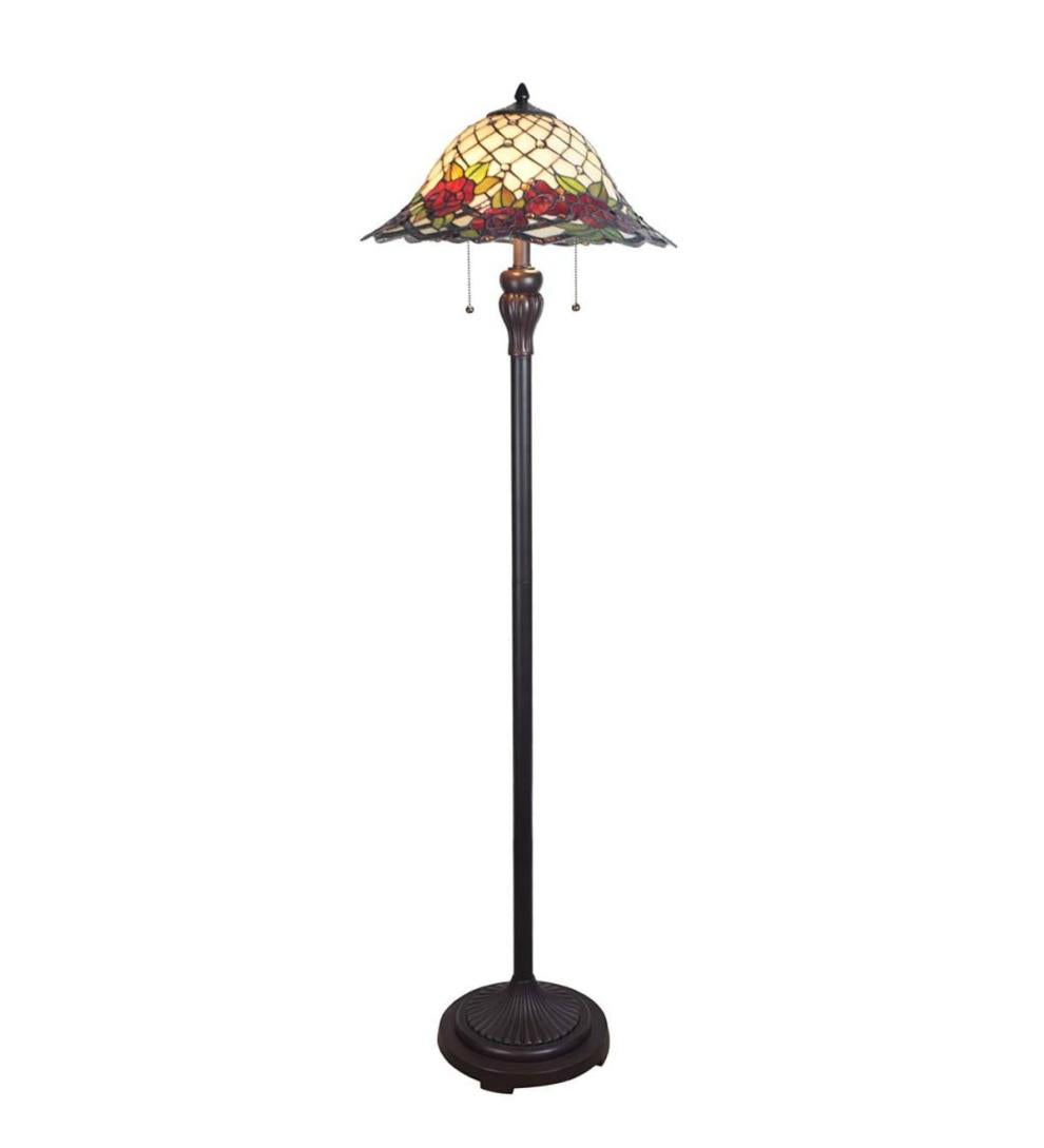 Plow & Hearth Home Accents Indoor Living Chesterfield Tiffany Style Stained Glass Floor Lamp