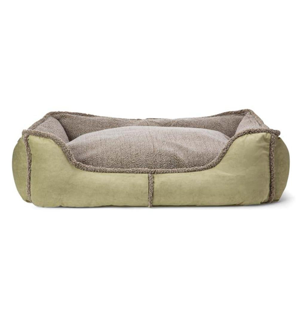 Plow & Hearth Home Accents Indoor Living Faux Suede And Berber Rectangular Dog Bed