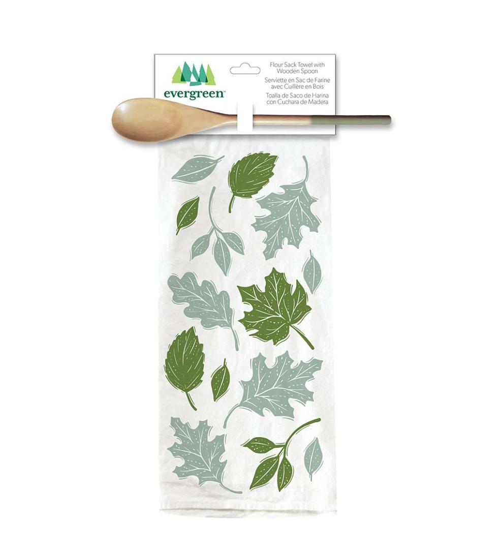 Plow & Hearth Home Accents Indoor Living Harvest Flour Sack Towel And Wooden Spoon Gift Sets, Set Of 4