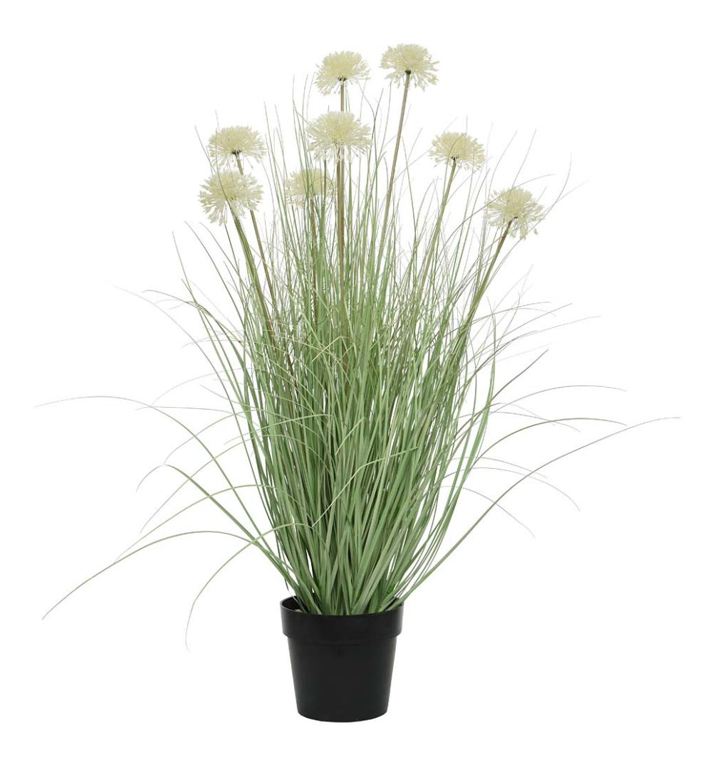Plow & Hearth Home Accents Indoor Living Indoor/Outdoor Faux Alliums And Grass Potted Plant