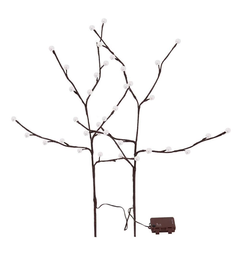 Plow & Hearth Home Accents Indoor Living Indoor/Outdoor Lighted Mini Globe Branches, Set Of 2