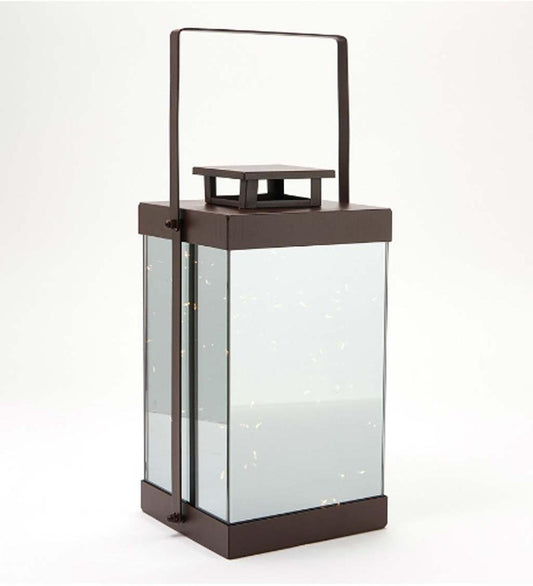 Plow & Hearth Home Accents Indoor Living Led Mirror Lantern - Gray