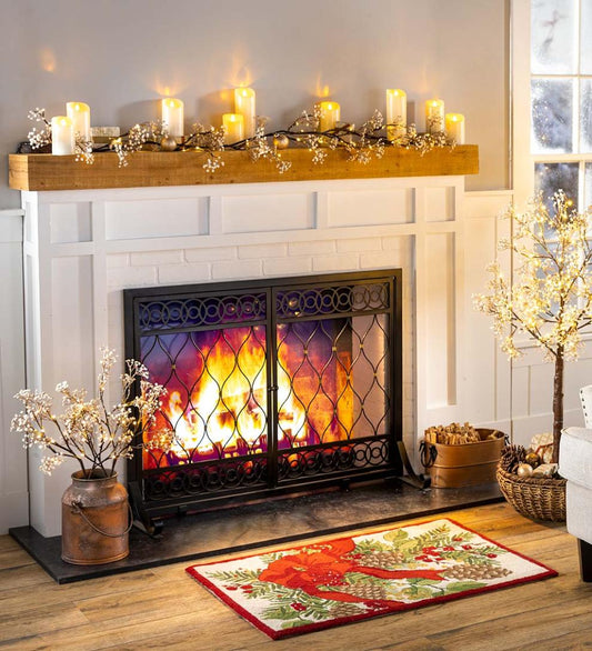 Plow & Hearth Home Accents Indoor Living Pine Cone And Bow Holiday Bouquet Wool Hearth Rug