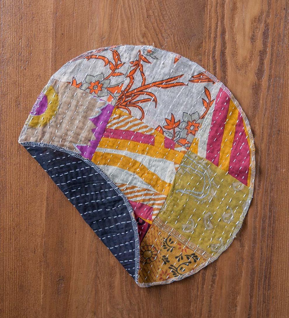 Plow & Hearth Home Accents Indoor Living Round Upcycled Kantha Placemats Set Of 6