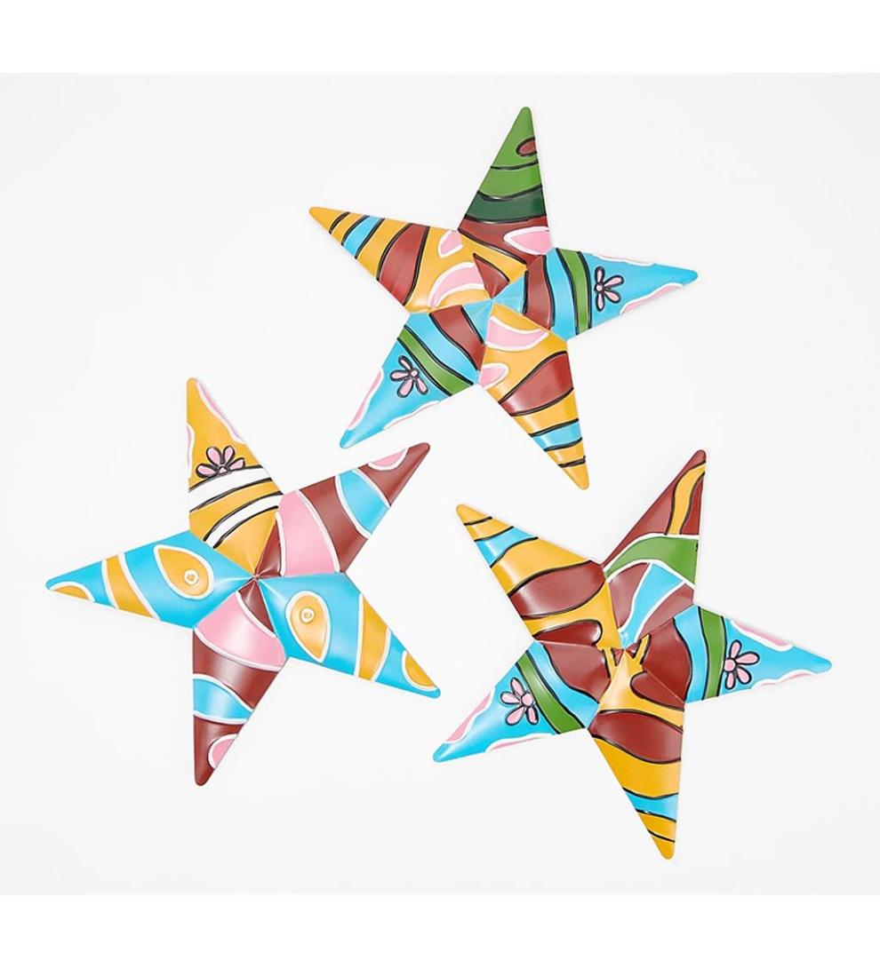 Plow & Hearth Home Accents Indoor Living Talavera Stars Wall Art, Set Of 3