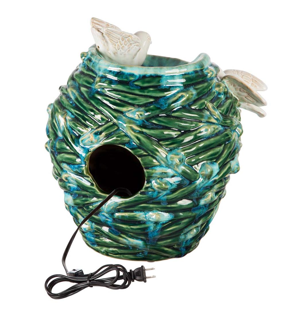 Plow & Hearth Home Accents Indoor Living Two Birds Ceramic Fountain