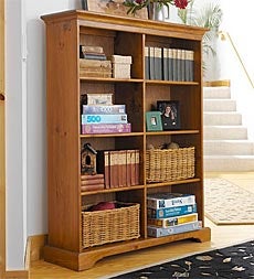 Plow & Hearth Home Office Indoor Living Tall Double Bookcase - Avocado Green