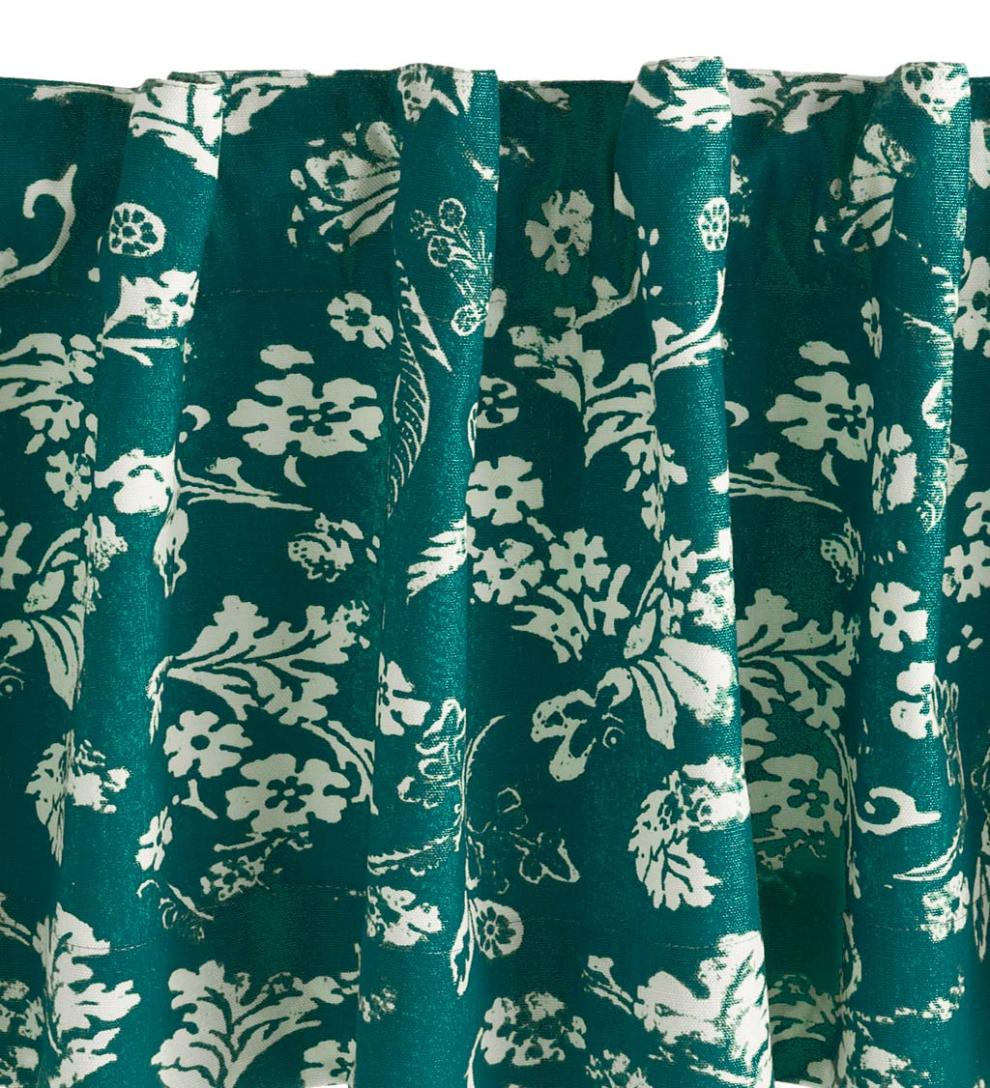 Plow & Hearth Insulated Curtains Indoor Living Homespun Insulated Floral Damask Short Panel With Rod Pocket