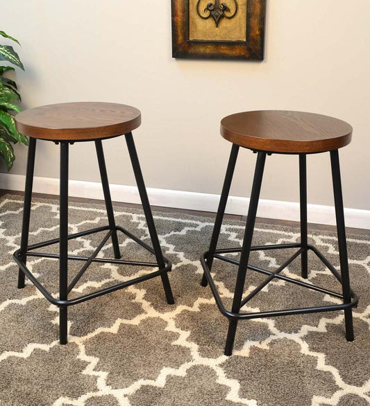 Plow & Hearth Kitchen & Bar Stools Indoor Living Farmhouse Counter Stools, Set Of 2
