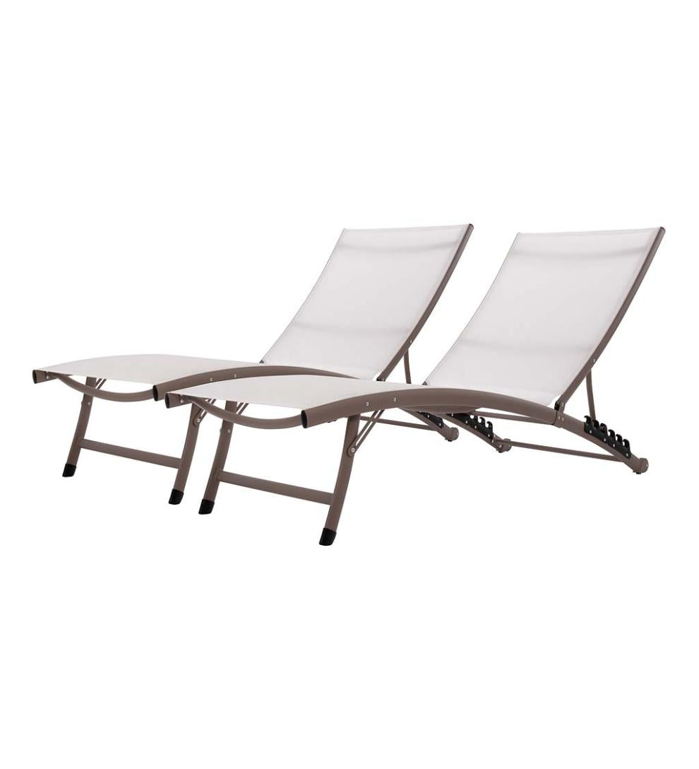 Plow & Hearth Loungers Outdoor Living Clearwater Aluminum Lounge Chair Set - Blue Hawaii