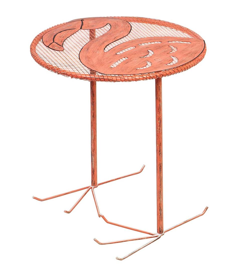 Plow & Hearth Metal Furniture Outdoor Living Flamingo Chair And Side Table Set