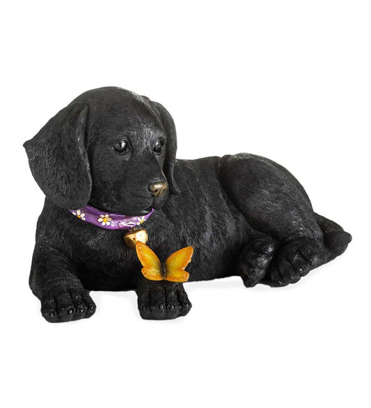 Plow & Hearth Outdoor Lamps & Lighting Outdoor Living Labrador Retriever Puppy Statue With Solar Butterfly