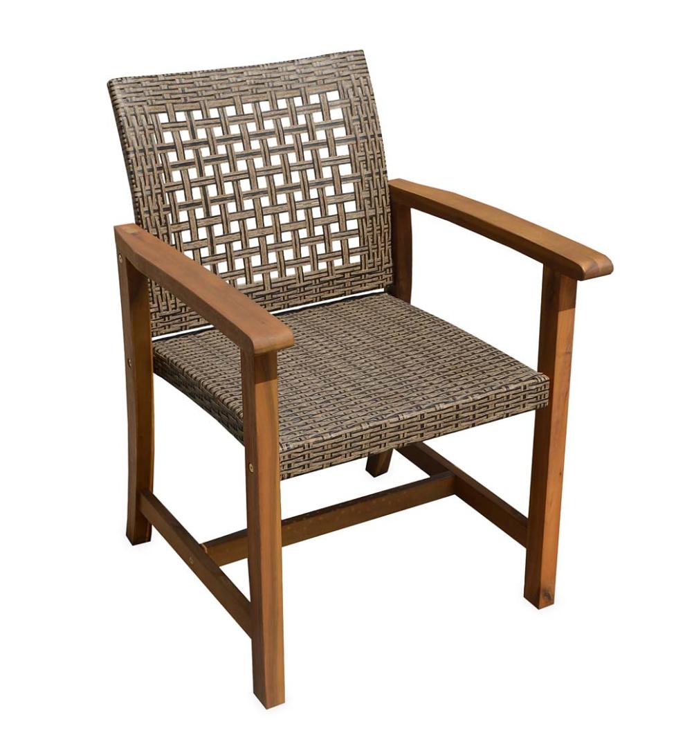 Plow & Hearth Outdoor Seating Sets Outdoor Living Lancaster Outdoor Eucalyptus And Wicker Woven Chairs, Set Of 2 - Natural