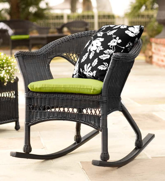 Plow & Hearth Outdoor Wicker Outdoor Living Easy Care Resin Wicker Rocker And End Table