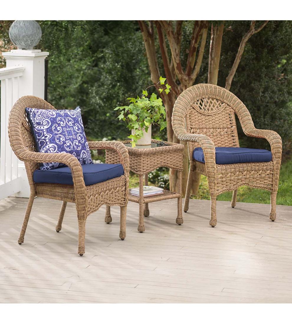 Plow & Hearth Outdoor Wicker Outdoor Living Prospect Hill Wicker Chairs, Set Of 2 - Cloud White