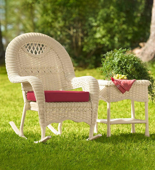 Plow & Hearth Outdoor Wicker Outdoor Living Prospect Hill Wicker Rocker - Driftwood