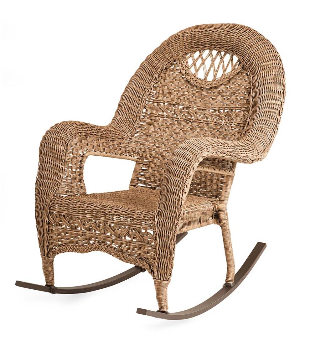 Plow & Hearth Outdoor Wicker Outdoor Living Prospect Hill Wicker Rocker - Driftwood
