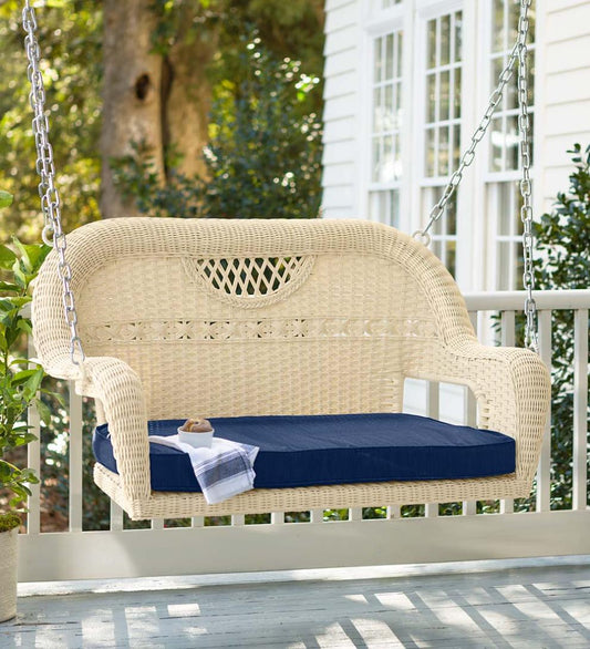 Plow & Hearth Outdoor Wicker Outdoor Living Prospect Hill Wicker Swing - Cloud White