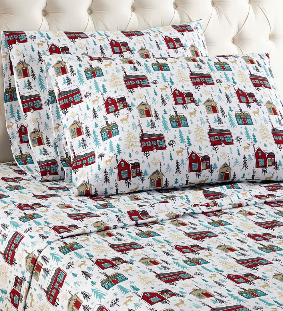 Plow & Hearth Sheets Indoor Living Cabins Micro Flannel Sheet Set