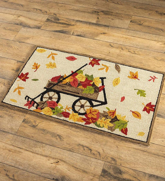 Plow & Hearth Small Accent Rugs Indoor Living Indoor/Outdoor Autumn Wagon Hooked Polypropylene Accent Rug