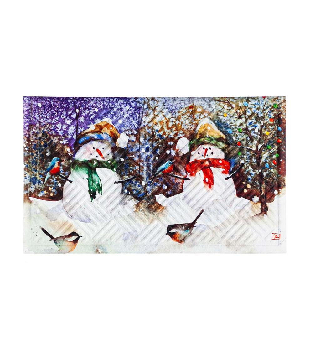 Plow & Hearth Small Accent Rugs Indoor Living Indoor/Outdoor Snowball Duo Embossed Floor Mat