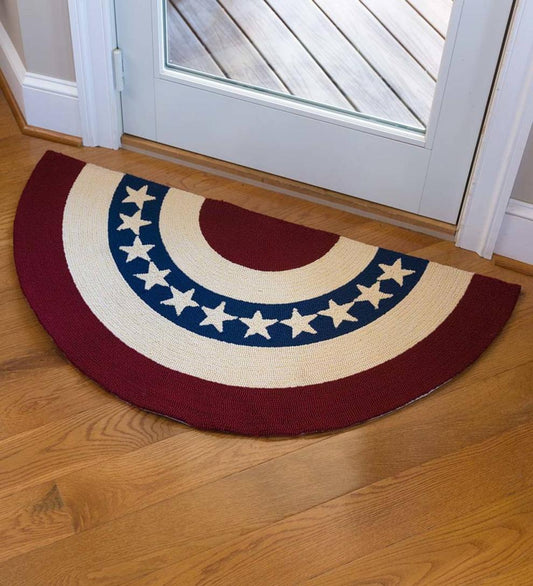 Plow & Hearth Small Accent Rugs Indoor Living Indoor/Outdoor Star Spangled Americana Hooked Polypropylene Accent Rug